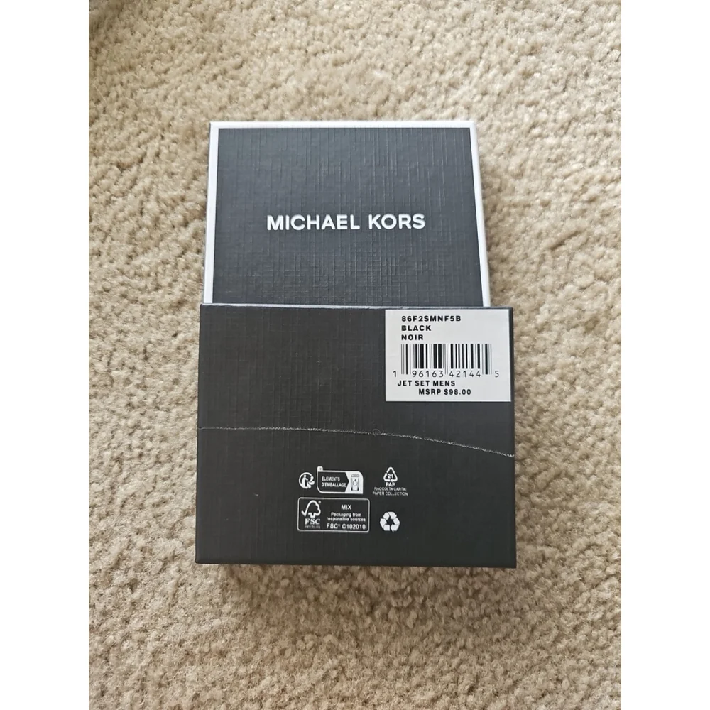 Michael Kors Black Leather Jet Set Slim Bifold Wallet